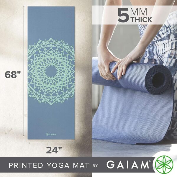 Gaiam Yoga Mat - Premium 5mm Print Thick Non Slip Exercise & Fitness Mat for All Types of Yoga, Pilates & Floor Workouts (68" x 24" x 5mm) - Image 3