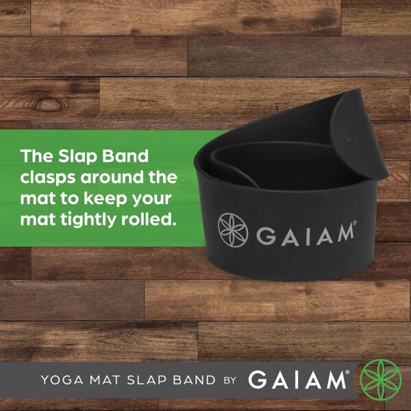 Gaiam Yoga Mat Strap Slap Band - Keeps Your Mat Tightly Rolled and Secure with One Snap - Strong Clasp for Yoga Mat Storage and Travel - Fits Most Size Mats (20"L x 1.5"W), Black - Image 6
