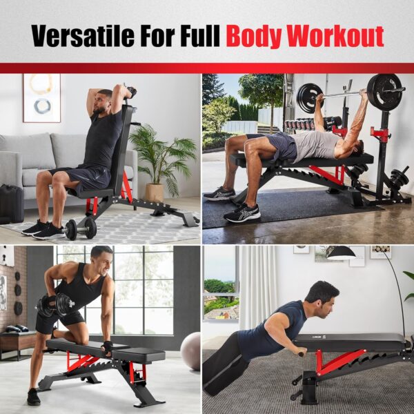 Weight Benches for Home Gym - 1300lb Capacity Heavy Duty Adjustable Foldable Workout Bench Press for Exercises Incline Flat Decline Sit-Ups - Image 8