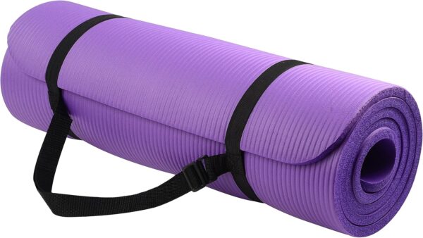 All Purpose 1/2-Inch Extra Thick High Density Anti-Tear Exercise Yoga Mat with Carrying Strap with Optional Yoga Blocks, Multiple Colors - Image 2