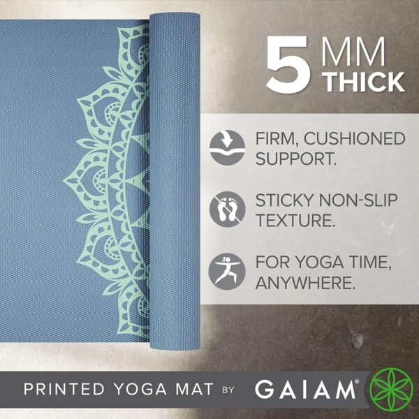 Gaiam Yoga Mat - Premium 5mm Print Thick Non Slip Exercise & Fitness Mat for All Types of Yoga, Pilates & Floor Workouts (68" x 24" x 5mm) - Image 2