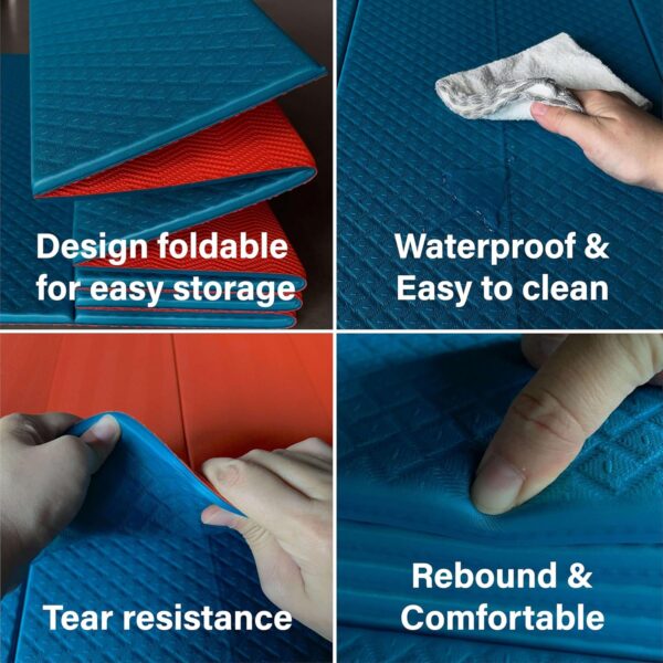 Foldable Yoga Mat - 6mm & 8mm Thick, Large, Lightweight, and Easy to Store - Anti-Slip Folding Exercise Mat for Yoga, Pilates, Home Workouts, and Floor Exercises - Image 4