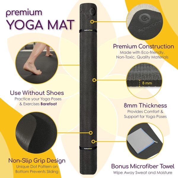 Large Yoga Mat 6'x4'x8mm Extra Thick, Durable, Eco-Friendly, Non-Slip & Odorless Barefoot Exercise and Premium Fitness Home Gym Flooring Mat by ActiveGear - Image 2