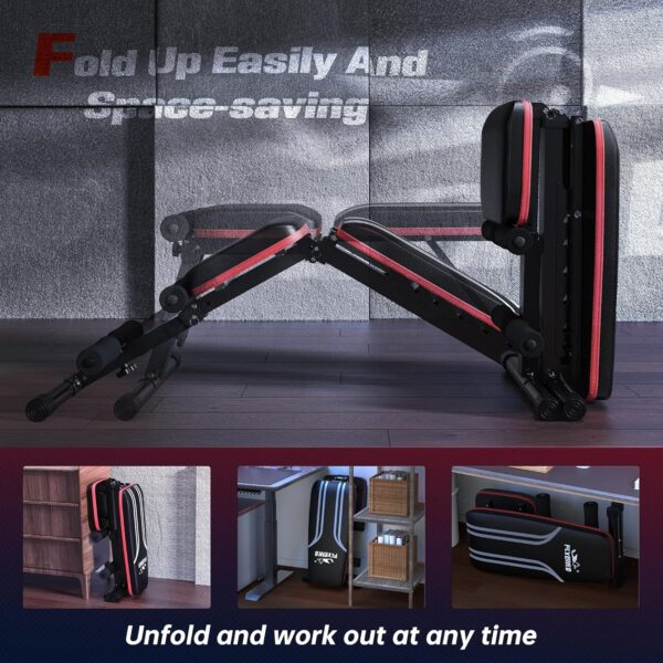 FLYBIRD Adjustable Weight Bench Workout Bench for Home Gym, 15 Degree Decline Sit-Up, Sturdy Durable Folding Weight Bench for Years of Workout -FBGEAR23 - Image 4