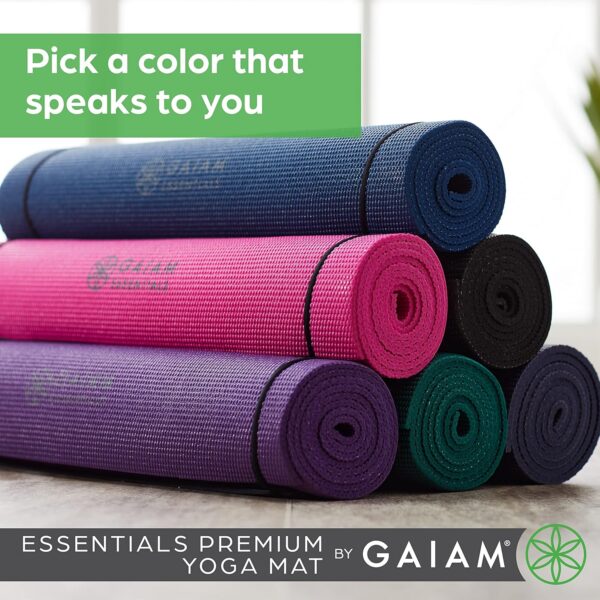 Gaiam Essentials Premium Yoga Mat with Yoga Mat Carrier Sling (72"L x 24"W x 1/4 Inch Thick) - Image 2