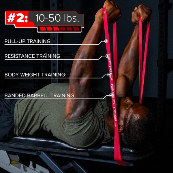 Serious Steel 41" Assisted Pull-up Band, Heavy Duty Resistance Band Sets, Stretching, Powerlifting, Resistance Training and Pull Up Assistance Bands - Image 4