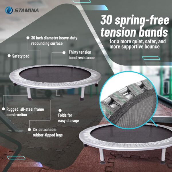 Stamina 36 Inch Fitness Trampoline w/ Foldable Steel Frame, 250 Pound Capacity, Gray - Image 5