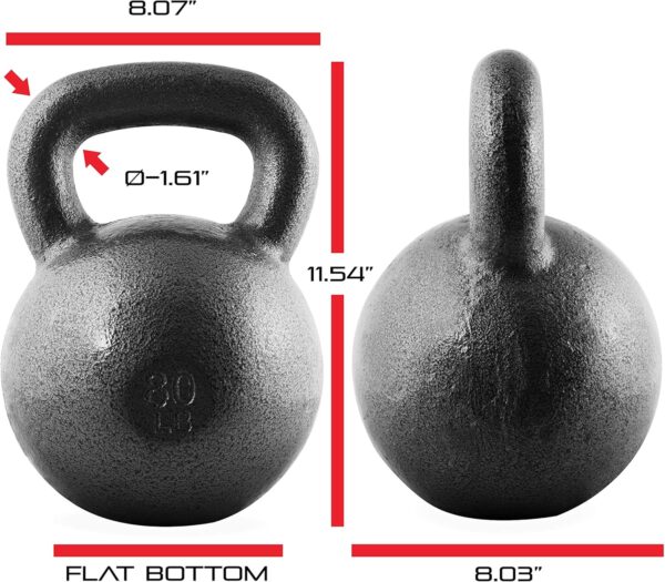 WF Athletic Supply Hammerstone Painted Cast Iron Kettlebells, Home & Gym Equipment, Great for Strength Training, Full Body Workout & Crossfit Training, Color & Size Options Available in 10-80 Pounds - Image 5