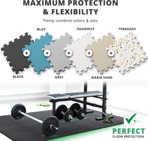 Gym Flooring Set - Interlocking EVA Soft Foam Floor Mat, 18 Pieces Puzzle Rubber Tiles Protective Ground Surface Protection, Play Workout Exercise Mats Underlay Matting Sports Pool Home Fitness Garage - Image 4
