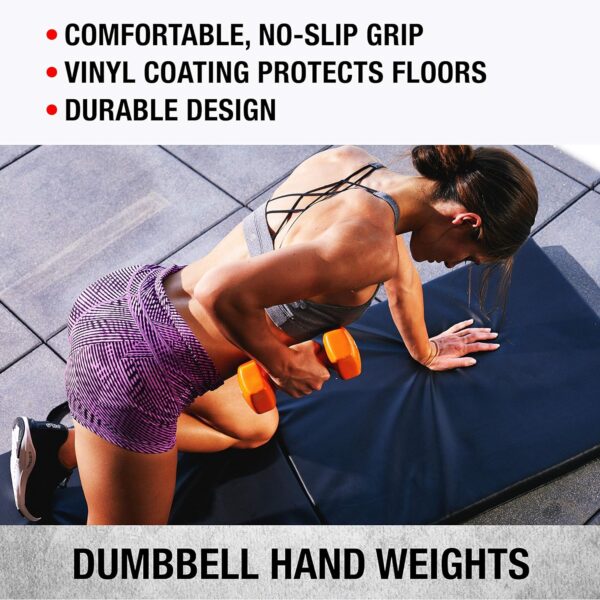 SPRI Dumbbells Hand Weights Set of 2 - Vinyl Coated Exercise & Fitness Dumbbell for Home Gym Equipment Workouts Strength Training Free Weights for Women, Men (1-10 Pound, 12, 15, 18, 20 lb) - Image 4