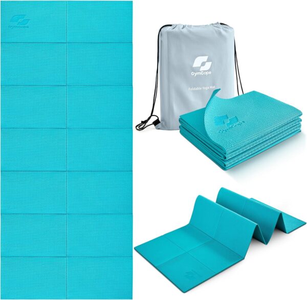 Foldable Yoga Mat for Travel, 68"x24" Folding Travel Gym Mat for Women Yoga Studio, Packable and Portable Pilates Mat with Storage Bag Easy to Carry, Lightweight Travel Workout Mat, 2mm/4mm