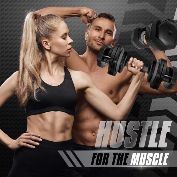 Yes4All 25/55LB Adjustable Dumbbells Pair/Single, 5-in-1 Dumbbells Adjustable Weights with Anti-Slip Handle & Sturdy Prolocks - Image 6