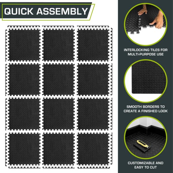 ProsourceFit Puzzle Exercise Mat ½ in, EVA Interlocking Foam Floor Tiles for Home Gym, Mat for Home Workout Equipment, Floor Padding for Kids - Image 6