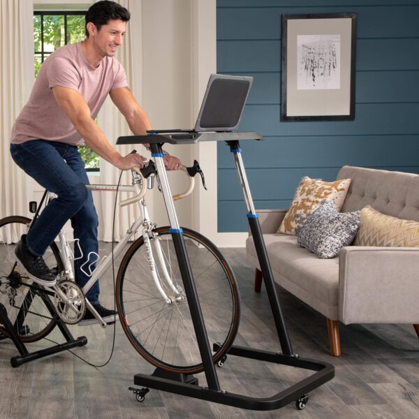 RAD Cycle Products Adjustable Bike Desk - Rolling Laptop Cart for Stationary Bike or Trainer - Exercise While Working or Watching TV - Standing Desk - Image 5