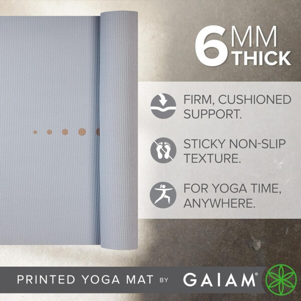 Gaiam Yoga Mat - Premium 6mm Print Extra Thick Non Slip Exercise & Fitness Mat for All Types of Yoga, Pilates & Floor Workouts (68"L x 24"W x 6mm Thick) - Image 2