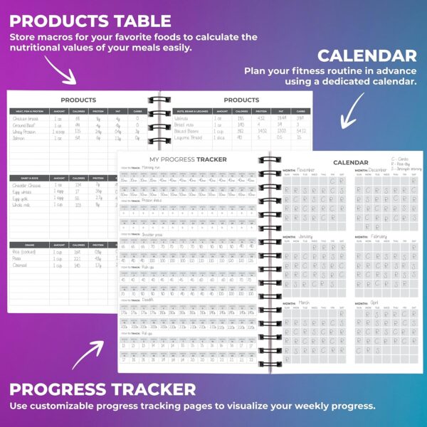 Clever Fox Fitness Journal Workout Log Book - Daily Fitness Planner Workout Journal for Women and Men. Spiral-Bound, Laminated Cover, Thick Pages, A5 (Sky Blue & Navy Blue) - Image 5