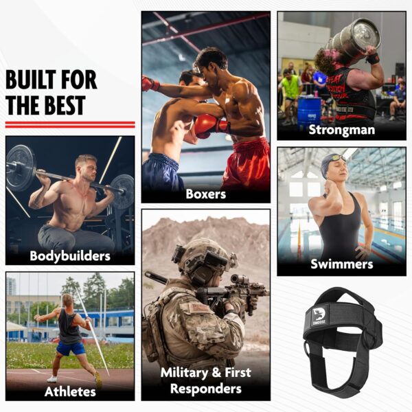 DMoose Neck Harness for Weight Lifting - 30" Heavy Duty Steel Chain - Neck Exerciser, Trainer & Strengthener for Injury Recovery Support & Workout- Adjustable Head & Chin Strap - Image 6