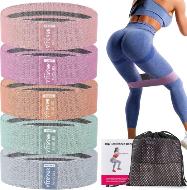 5 Levels Booty Bands Set, Resistance Bands for Working Out, Exercise Bands for Women Legs and Butt, Yoga Starter Set