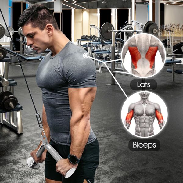 Yes4All Tricep Press Down Cable Machine Attachment Set, LAT Pulldown Attachment, Cable Machine Accessories for Home Gym - Image 5