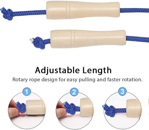 16 FT Long Jump Rope for Kids, Adjustable Double Dutch Skipping Rope with Wooden Handle, Multiplayer Team Jumping Rope for Outdoor Fun, School Sport, Party Game, Birthday Gift - Image 3