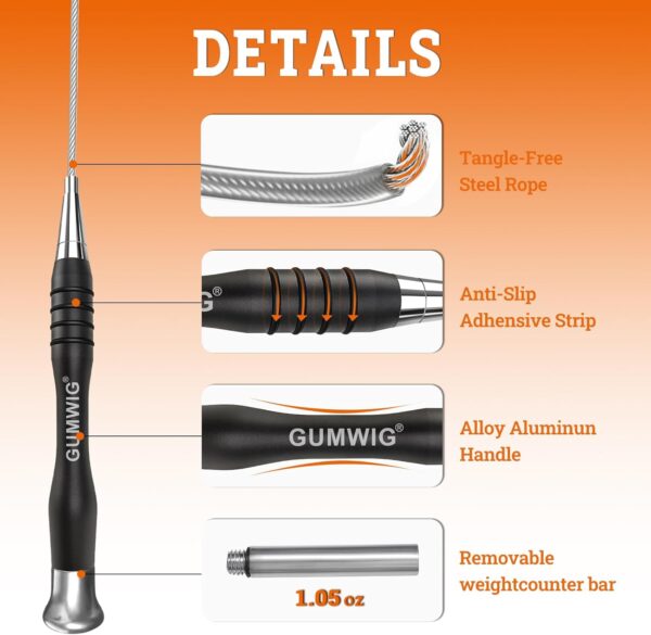 High Speed Jump Rope for Adults Men Women, Double Under Jumping Ropes for Workout Fitness Professional Training Boxing, Weighted Crossfit Skipping Rope with Tang-free Cable, Stainless Steel Handle with Removable Counterweight Rob - Image 4
