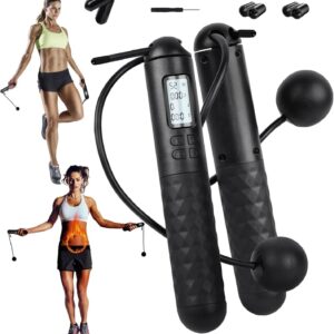 Skipping Rope with Counter, Gravity Ball Jump Rope, Cordless Jump Rope, Intelligent Timed Weighted Jump Rope, Adjustable Digital Counting Cordless Weighted Jump Rope for Lose Weight