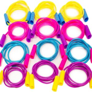 Boley Kids Jump Rope Set - 12 Pack, 7ft Durable Skipping Ropes with Non-Slip Handles for Boys & Girls, Fun Outdoor Activity, Assorted Vibrant Colors, Child-Safe Exercise Equipment