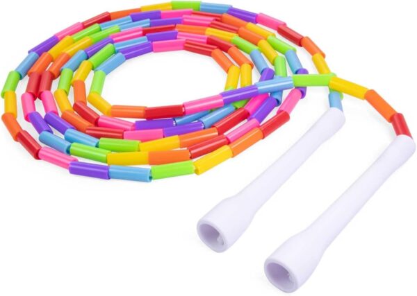 Beaded Kids Exercise Jump Rope - Segmented Skipping Rope for Kids - Durable Shatterproof Outdoor Beads - Light Weight and Tangle Free Exercise Training - Easily Adjustable Kids Jump Rope for Fitness