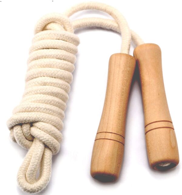 Jump Rope for Kids - Wooden Handle - Adjustable Cotton Braided Fitness Skipping Rope for Toddler Fitness Workout Exercise Outdoor Activity - Image 2