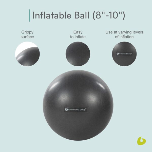 Balanced Body Inflatable Ball, Exercise Ball for Stability, Core Strengthening, and Fitness, Pilates Equipment for Home Gym or Studio Use, 8 Inches to 10 Inches, Storm Gray - Image 5