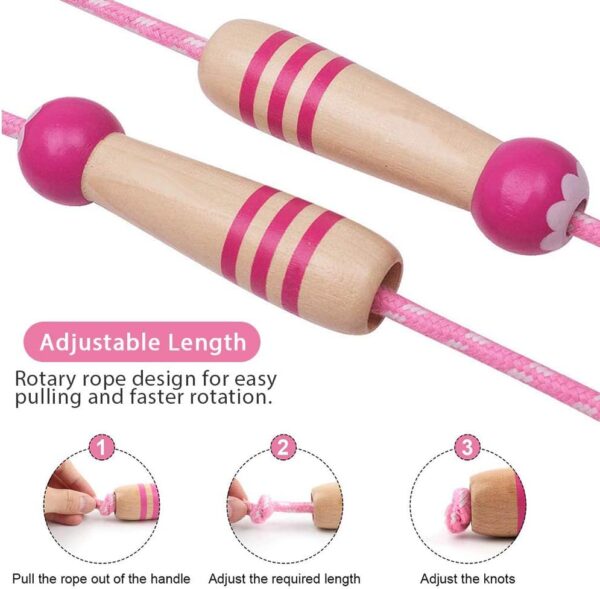 Jump Rope Kids, 7ft Adjustable Cotton Skipping Rope with Wooden Handle for Boys and Girls Fitness Outdoor Exercise - Image 6