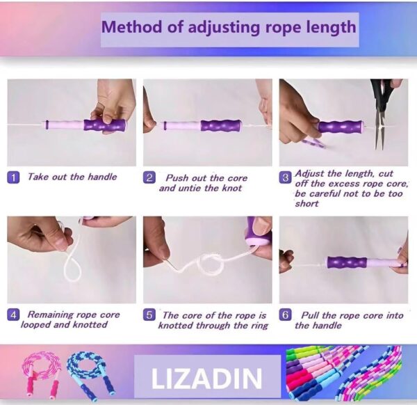 Jump Rope for Kids, Soft Beaded Skipping Rope, Adjustable Length Tangle-Free Segmented Jumping Rope for Kids Students Man and Women - Image 6
