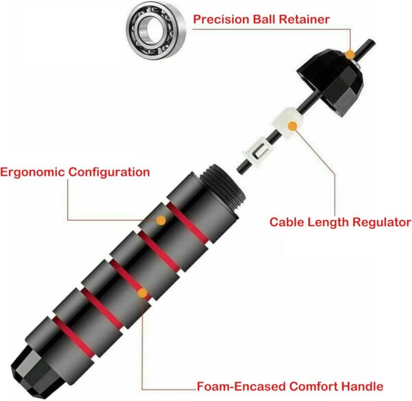 2Pcs Jump Rope, Rapid Speed Jumping Rope with Ball Bearings, Skipping Rope with Foam Handles for Women Men, Adjustable Jump Ropes for Fitness Workout Aerobic Exercise - Red - Image 4
