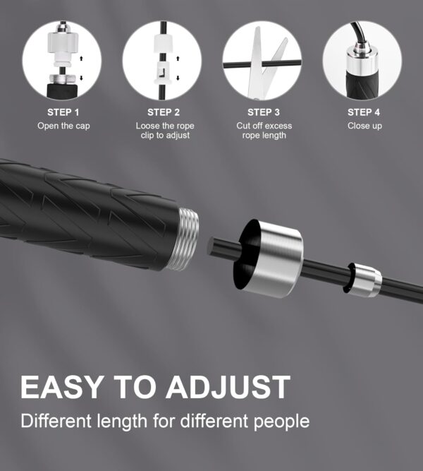 Jump Rope for Fitness, AUMCDIK Speed Skipping Rope for Women Men, Adjustable Jumping Rope with Alloy & Silicone Handle for Workout Boxing Aerobic Exercise - Image 4