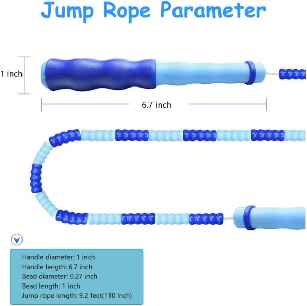 Jump Rope for Kids Girls and Boys, Soft Beaded Jump Ropes, Adjustable Skipping Rope, Tangle-Free Segmented Rope for Kid and Women Men Adults Exercise, Keeping Fit, Training - 9.2Ft - Image 3