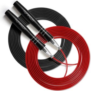 Speed Jump Rope for Men Women Adults, Workout Fitness Crossfit Boxing Jumping Ropes with Smooth Rotate Double Bearing Balls, Double Under Skipping Rope with 2 Pcs Tangle-free Cable to Replacement