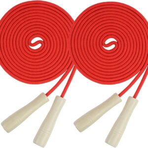 Double Dutch Jump Rope 16 ft 2 Pack, Adjustable Long Skipping Rope with Wooden Handle, Multiplayer Team Jumping Rope for Kids Adults, Long Enough for 5-6 Jumpers