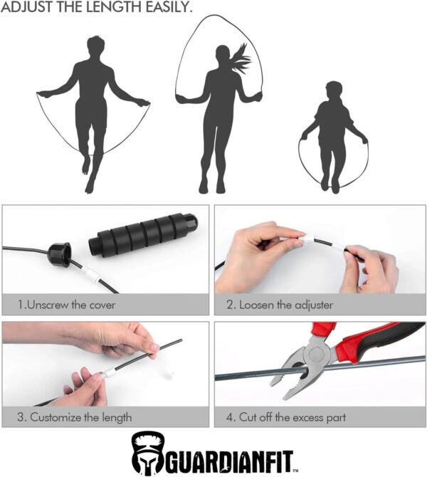 Jump Rope for Fitness and Exercise, Adjustable Length, Ball Bearing Swivel, Cardio Workouts and Weight Loss for Women, Men and Kids. - Image 5