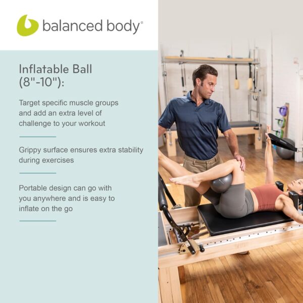 Balanced Body Inflatable Ball, Exercise Ball for Stability, Core Strengthening, and Fitness, Pilates Equipment for Home Gym or Studio Use, 8 Inches to 10 Inches, Storm Gray - Image 6