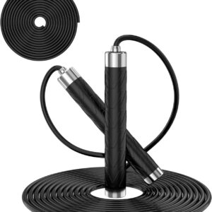 Jump Rope for Fitness, AUMCDIK Speed Skipping Rope for Women Men, Adjustable Jumping Rope with Alloy & Silicone Handle for Workout Boxing Aerobic Exercise