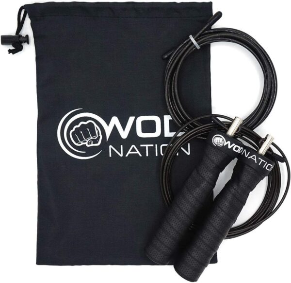 WOD Nation Attack Speed Jump Rope : Adjustable Jumping Ropes : Unique Two Cable Skipping Workout System : One Thick and One Light 11 Foot Cable : Perfect for Double Unders : Men and Women - Image 9