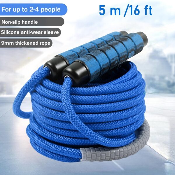 16 FT Long Jump Rope for Kids Adults,Double Dutch Jump Rope,Adjustable Skipping Ropes with High-strength Nylon Braided Rope Core,360°Rotation Not Entangled,Long Enough for 2-4 Jumpers.Blue - Image 2