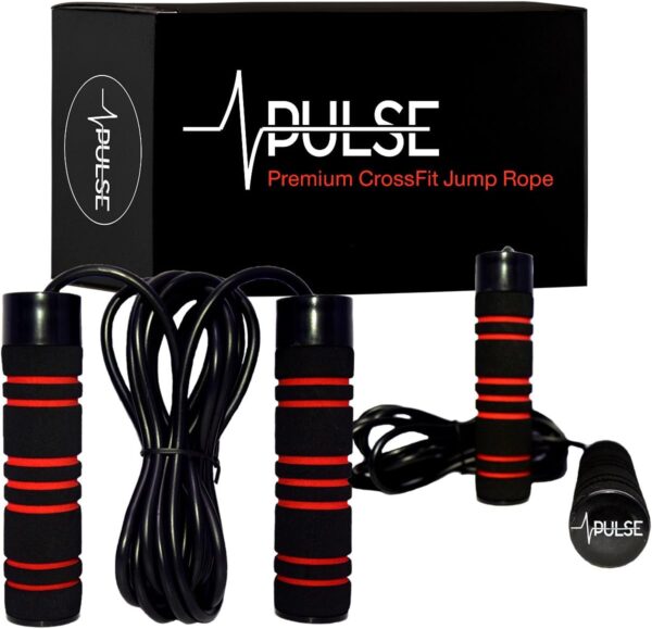 Weighted Jump Rope (1LB) With Memory Foam Handles and Thick Speed Cable - For fitness workouts at home, cardio, boxing and MMA, CrossFit, endurance training, Jumping Exercise. PULSE ATHLETICS.