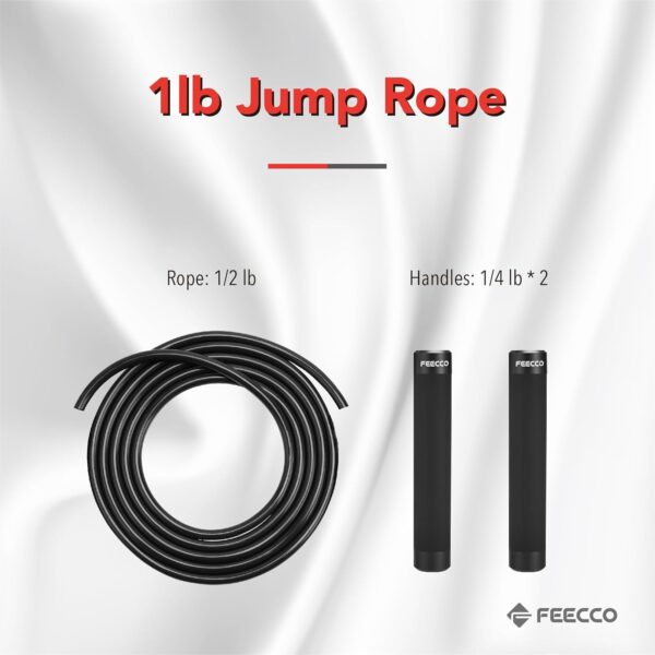 FEECCO Weighted Jump Rope - Heavy PVC Ropes with Metal Handles and Ball Bearings - Image 3