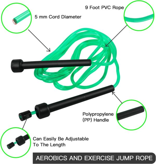 10 Pack PVC Jump Rope for Cardio Fitness - Versatile Adjustable Skipping Rope for Women Men Kids, Speed Jump Rope for Exercise,9 Feet - Image 3