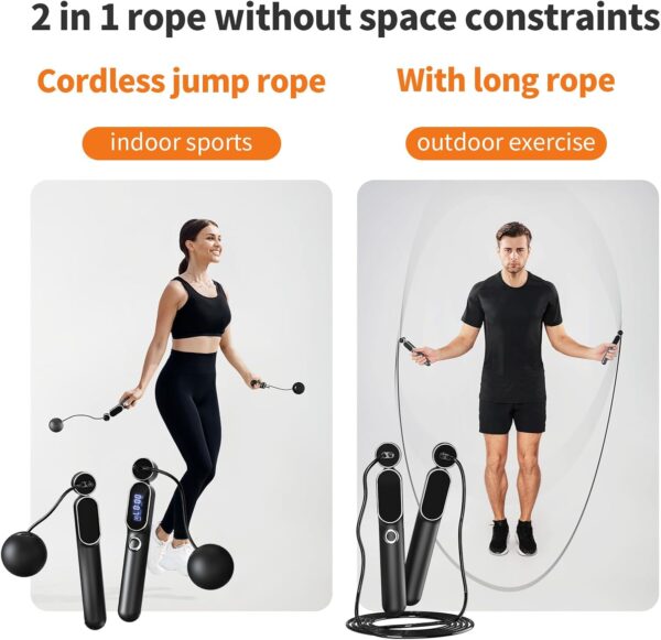 Cordless Jump Rope with Counter, 2 In 1 Weighted Ropeless Skipping Rope for Kids Women Men, Adjustable Digital Smart Jump Ropes for Fitness Workout Boxing Speed Training Crossfit Home Gym - Image 9