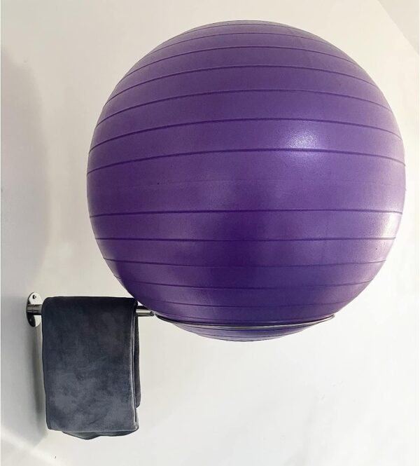 Wall Mounted Stainless Steel Exercise Ball Holder, Sturdy Yoga Ball Storage Rack, Stability ball Display Holder, for Exercise/Yoga/Stability Balls 32 cm to 86 cm (13" to 34"), With mounting screws - Image 5