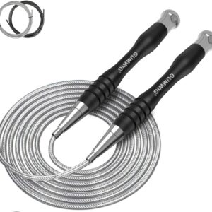 High Speed Jump Rope for Adults Men Women, Double Under Jumping Ropes for Workout Fitness Professional Training Boxing, Weighted Crossfit Skipping Rope with Tang-free Cable, Stainless Steel Handle with Removable Counterweight Rob