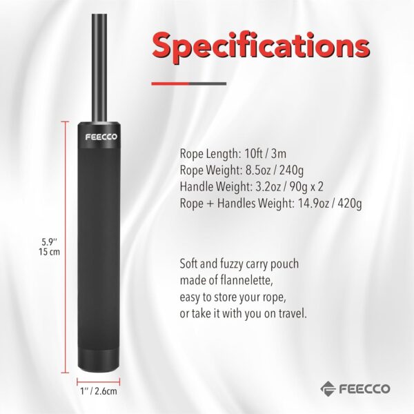 FEECCO Weighted Jump Rope - Heavy PVC Ropes with Metal Handles and Ball Bearings - Image 6