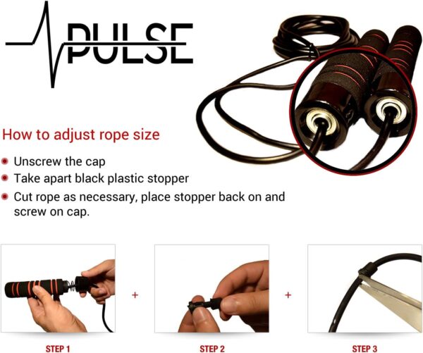 Weighted Jump Rope (1LB) With Memory Foam Handles and Thick Speed Cable - For fitness workouts at home, cardio, boxing and MMA, CrossFit, endurance training, Jumping Exercise. PULSE ATHLETICS. - Image 4